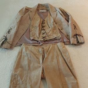 3 piece suede leather